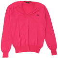 Maglione maglione con scollo a V da donna Fred Perry UK 18 XL Lana rosa