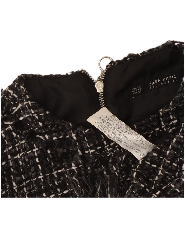 Abito a trapezio senza maniche da donna Zara UK 6 XS acrilico nero a quadri