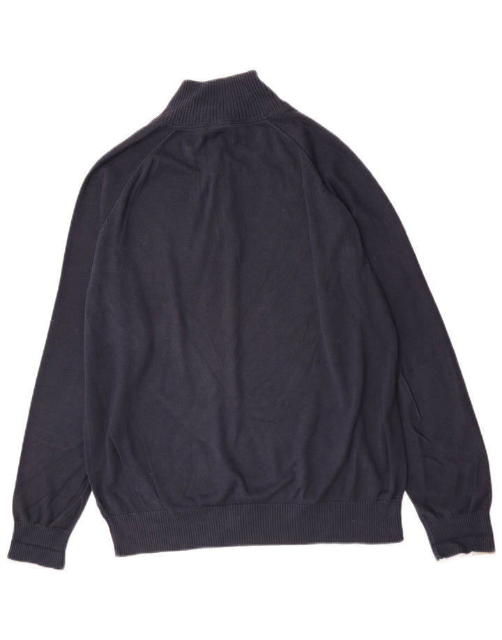 Timberland Maglione da uomo con zip e collo grande in cotone blu navy