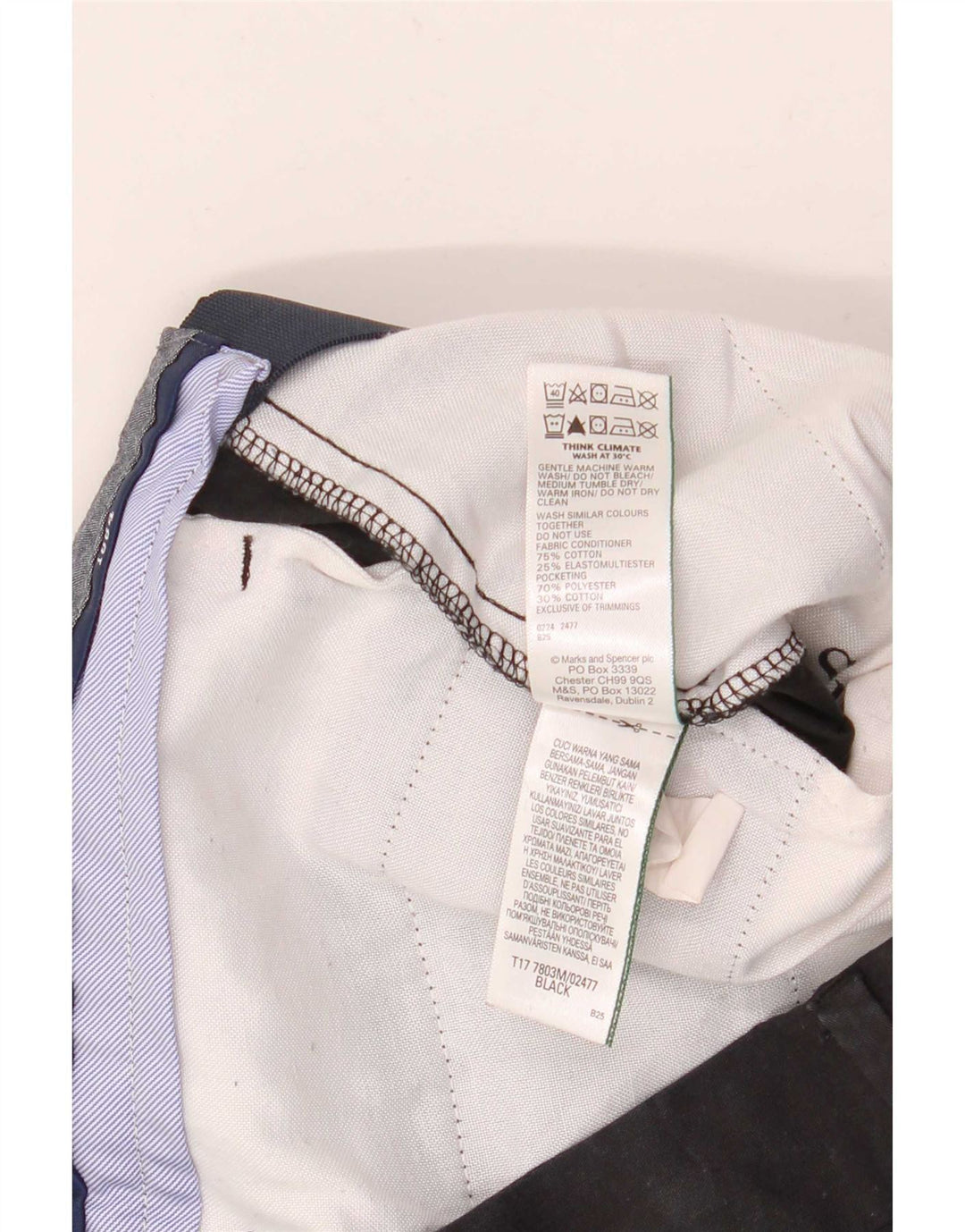 Pantaloncini chino da uomo Marks & Spencer W30 cotone nero medio