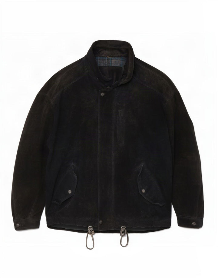 Giacca vintage in pelle scamosciata da uomo UK 42 XL Nera