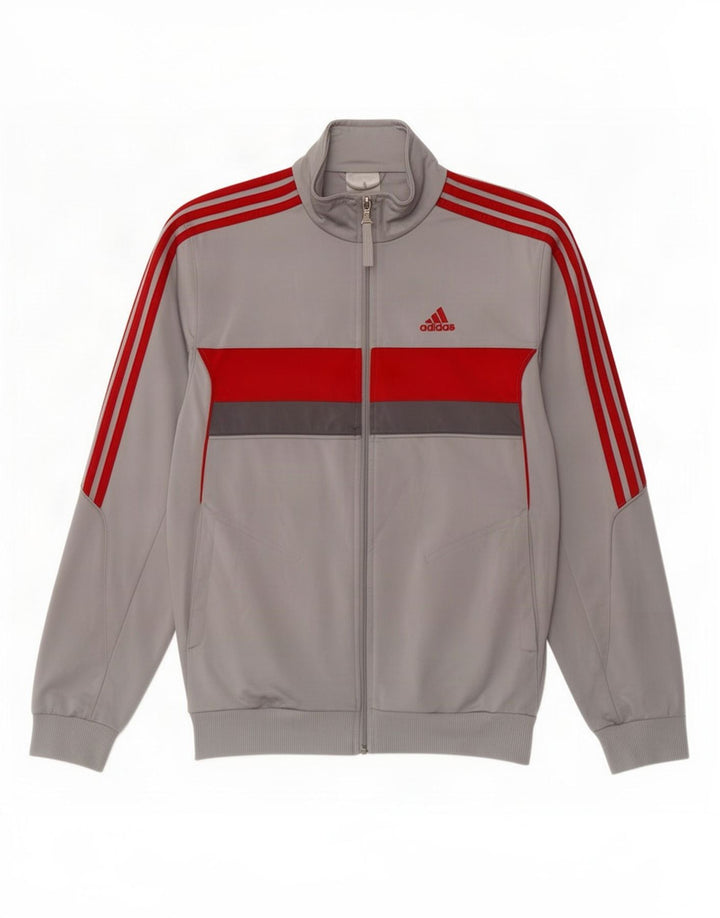 Giacca da tuta da uomo Adidas UK 36/38 Small Grigio Colourblock Poliestere