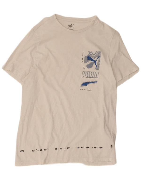 Puma T-shirt grafica da uomo grande in cotone bianco