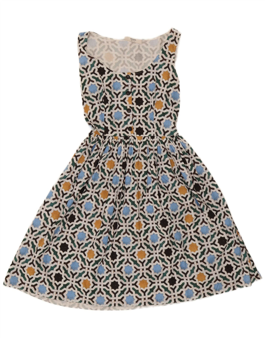 Prada Prendisole Donna IT 42 Medio Cotone geometrico multicolore