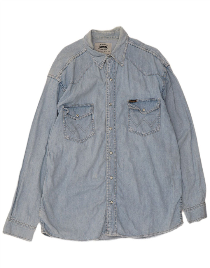 Camicia di jeans da uomo Wrangler XL in cotone blu