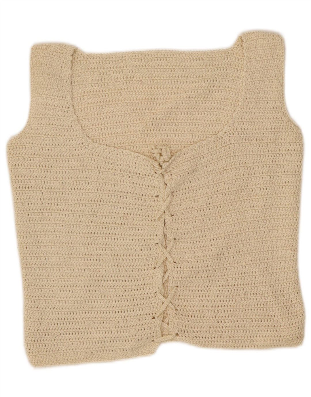 Top corto da donna vintage UK 10 piccolo bianco sporco