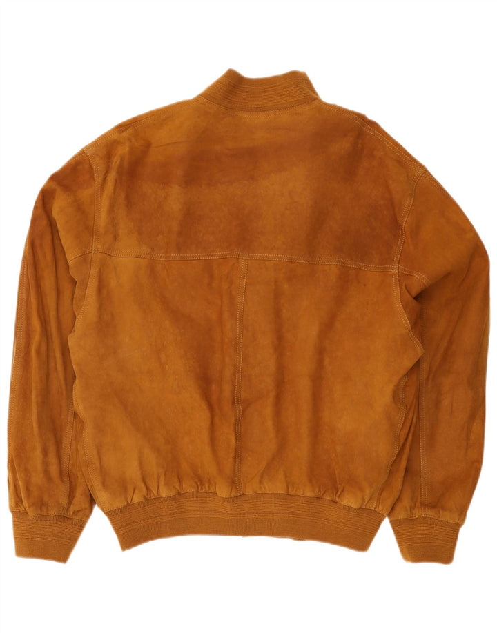 Giubbotto bomber vintage in pelle scamosciata da uomo IT 52 XL Beige
