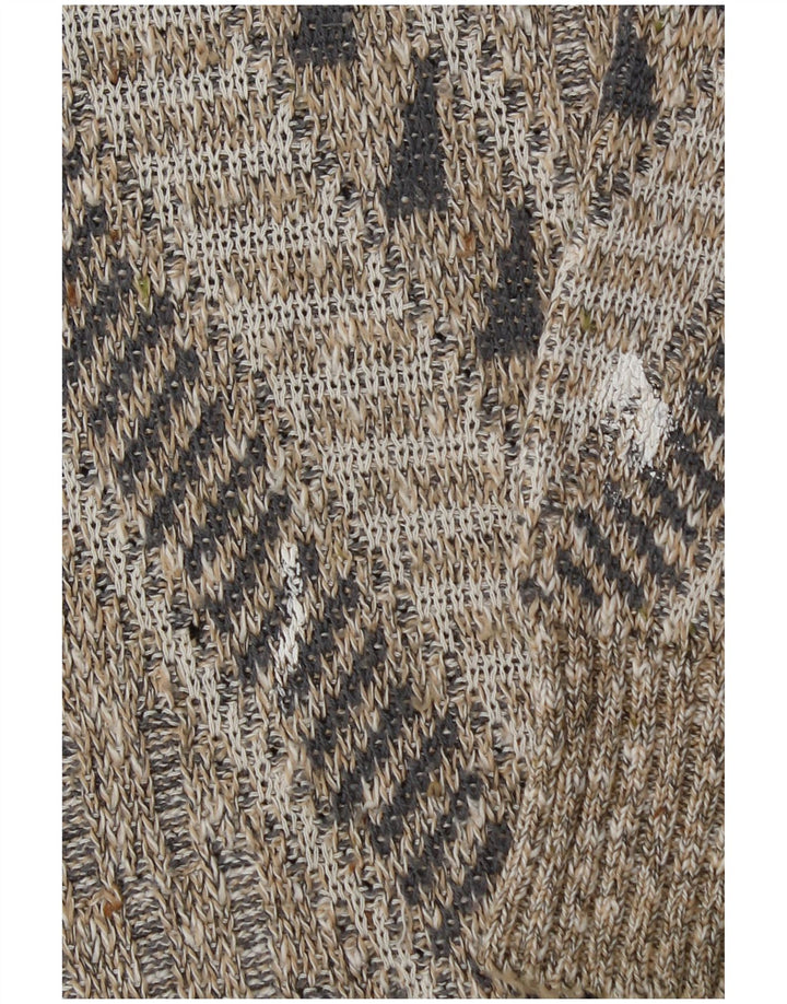 Maglione vintage da uomo con scollo a V piccolo grigio geometrico