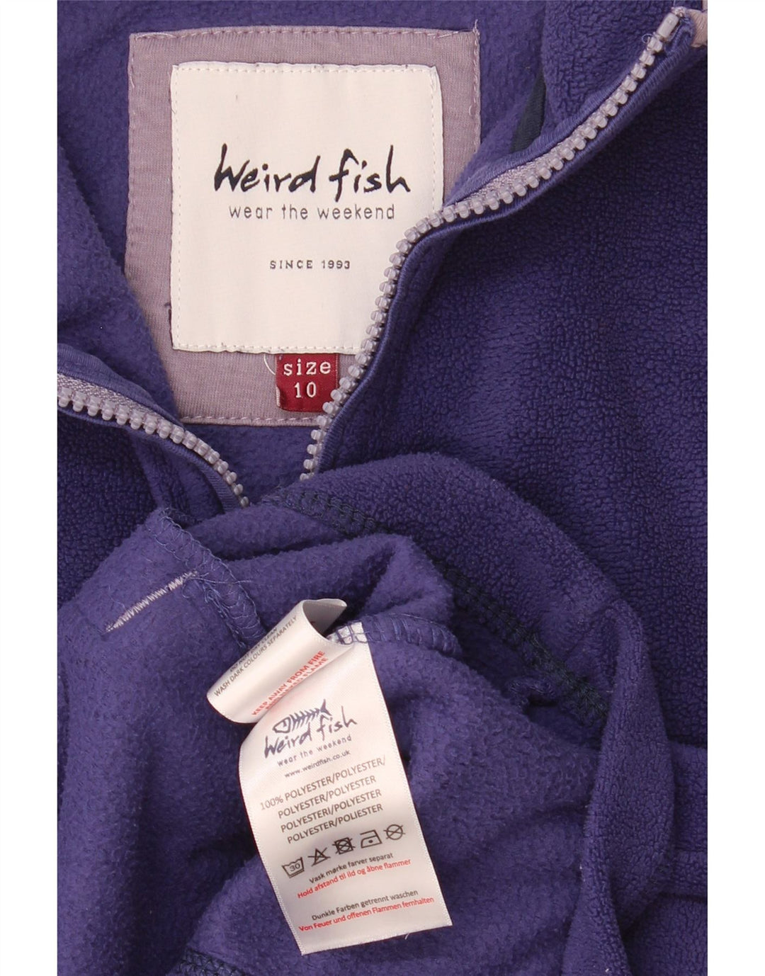 Maglione in pile da donna con collo con zip Weird Fish UK 10 piccolo poliestere viola