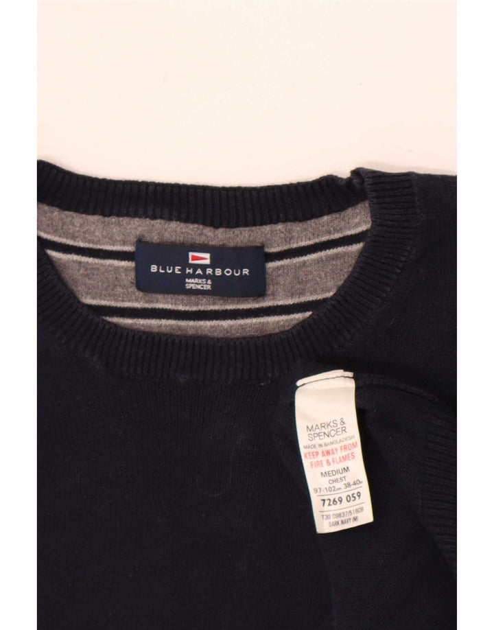 Maglione maglione girocollo da uomo Marks & Spencer blu navy medio