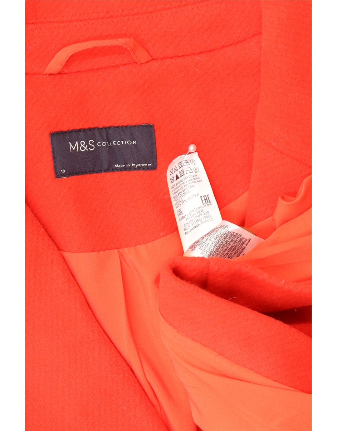 Soprabito oversize da donna Marks & Spencer UK 10 piccolo poliestere rosso