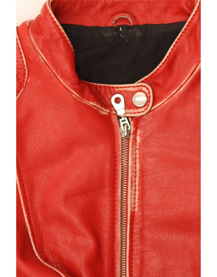 Giacca da corsa in pelle da donna Gipsy UK 14 Large Red Striped
