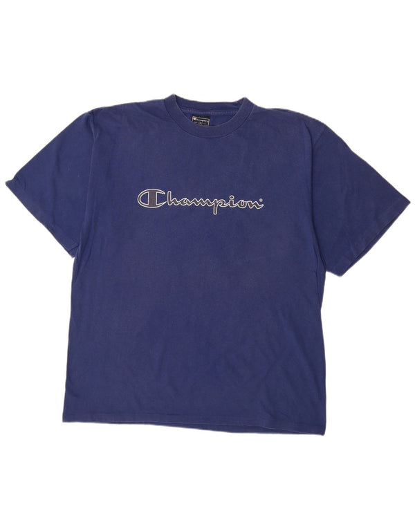 T-shirt grafica da uomo CHAMPION Top XL in cotone blu navy