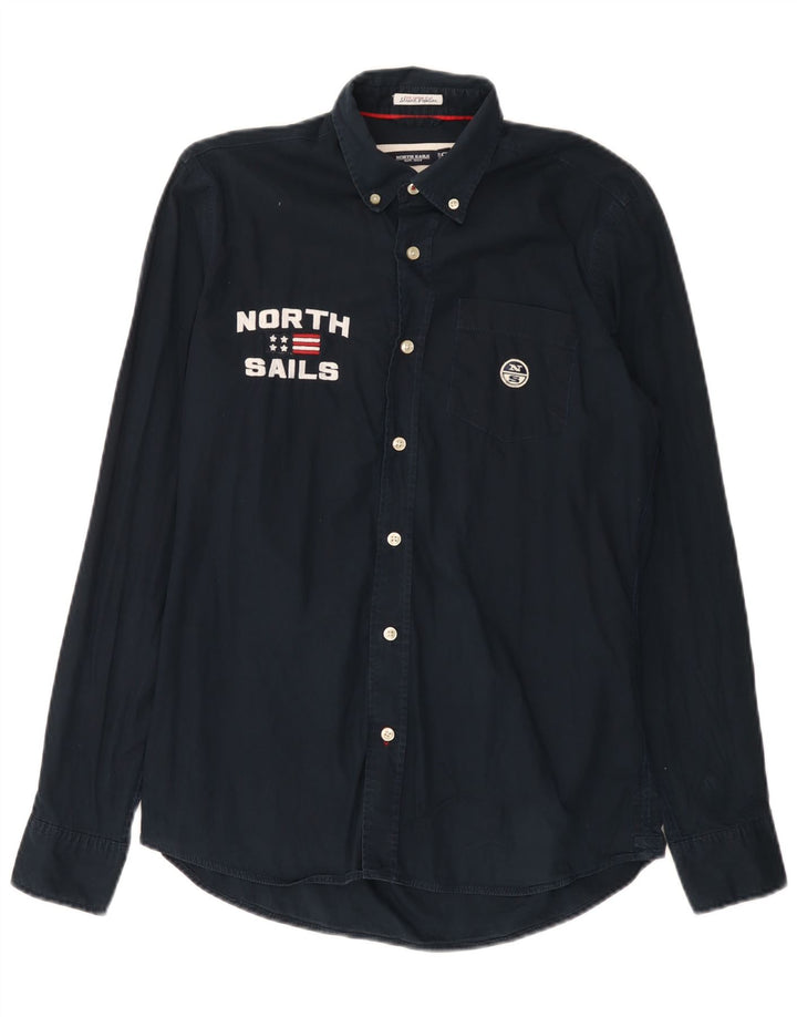 Camicia grafica da uomo North Sails piccola in cotone blu navy