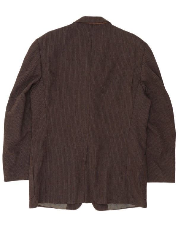 Giacca Blazer Trussardi Uomo 3 Bottoni IT 50 Large Marrone Gessato Acetato