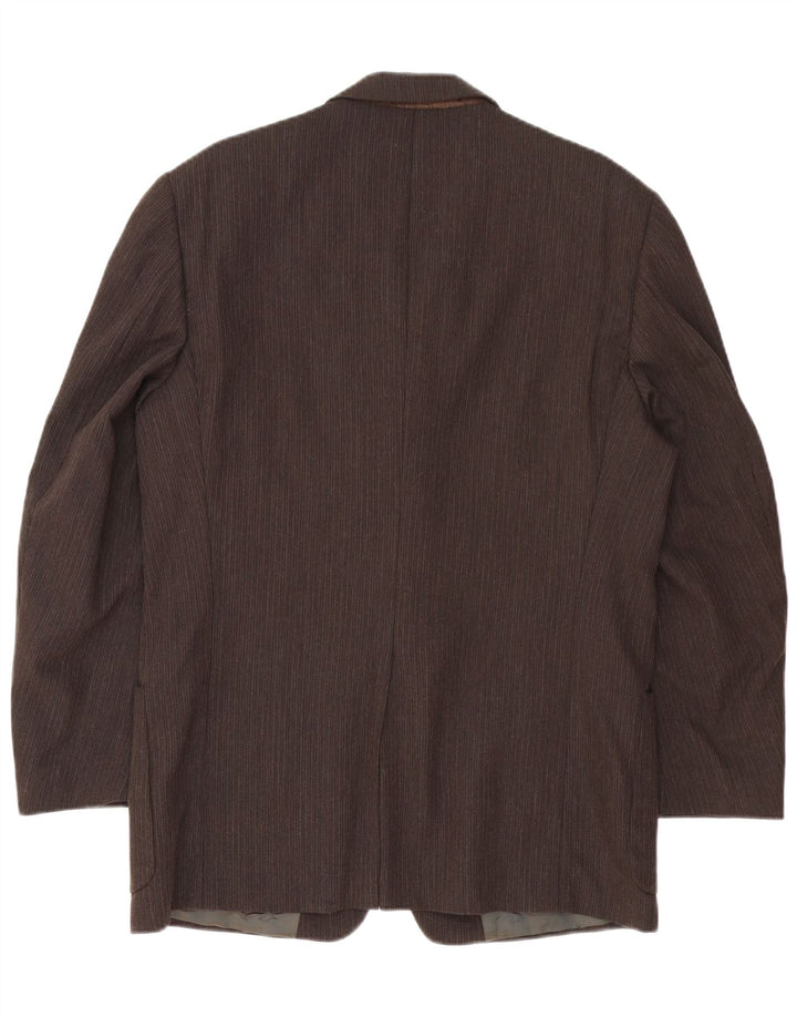 Giacca Blazer Trussardi Uomo 3 Bottoni IT 50 Large Marrone Gessato Acetato