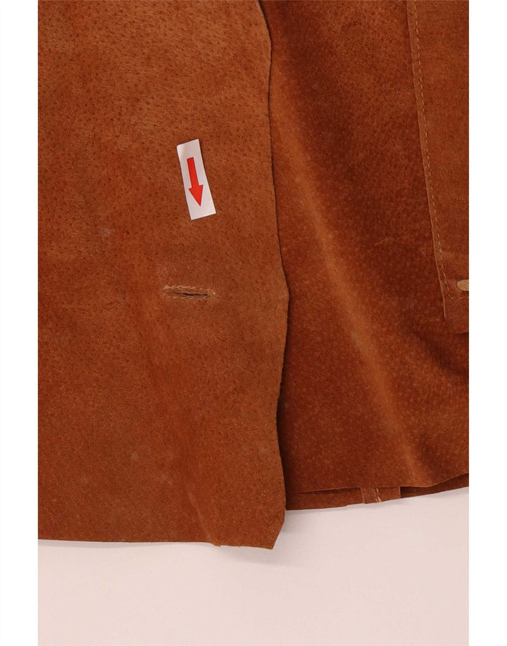 J.J.Scott Womens Leather Jacket IT 48 XL Brown Colourblock