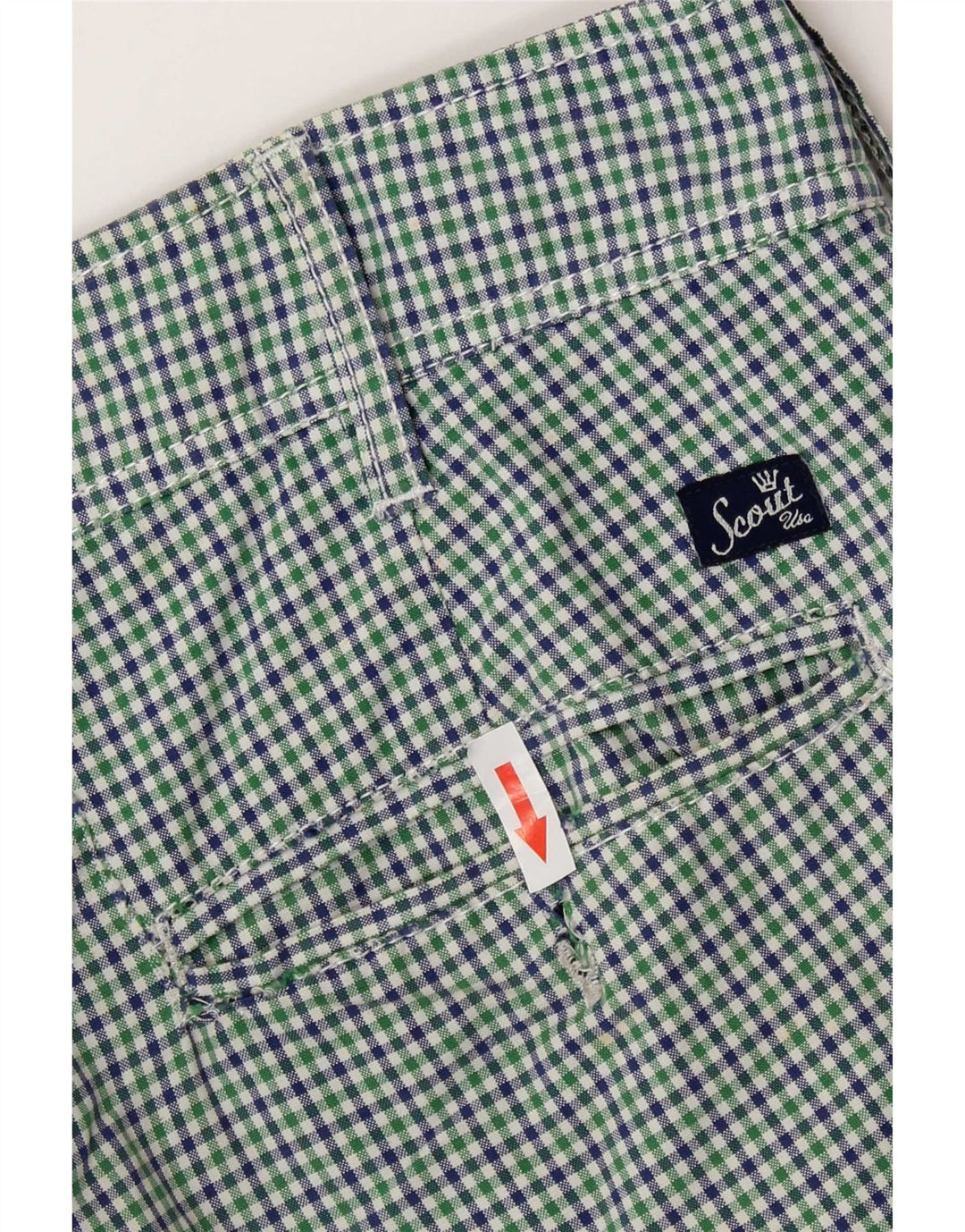 Pantaloncini chino da uomo Scout grandi W34 in cotone a quadri verdi