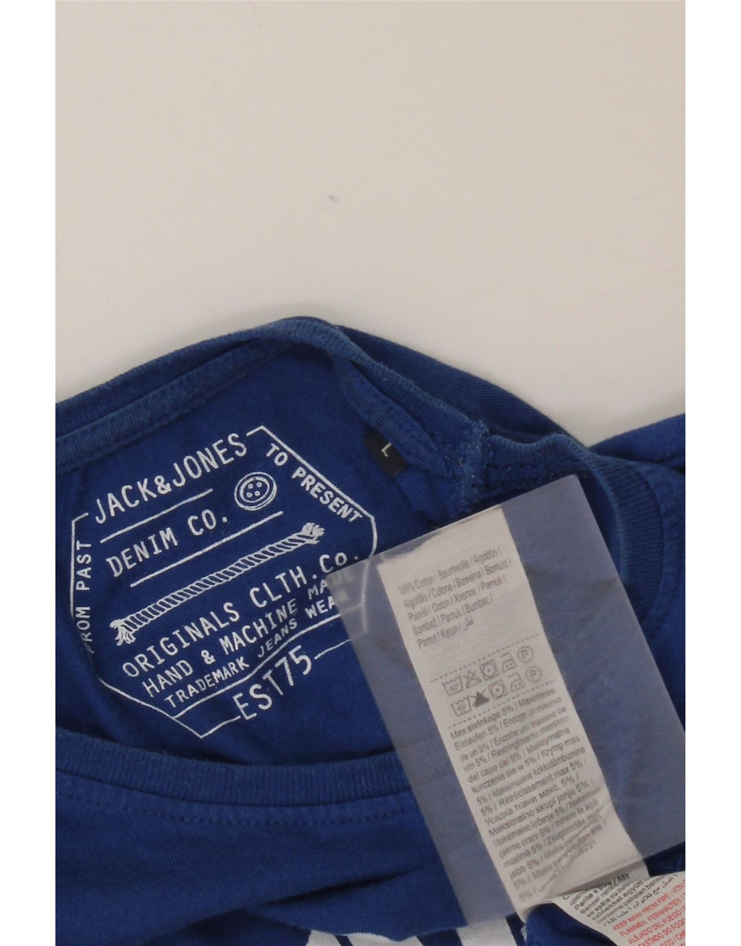 Jack & Jones Top grafico da uomo a maniche lunghe in cotone blu grande