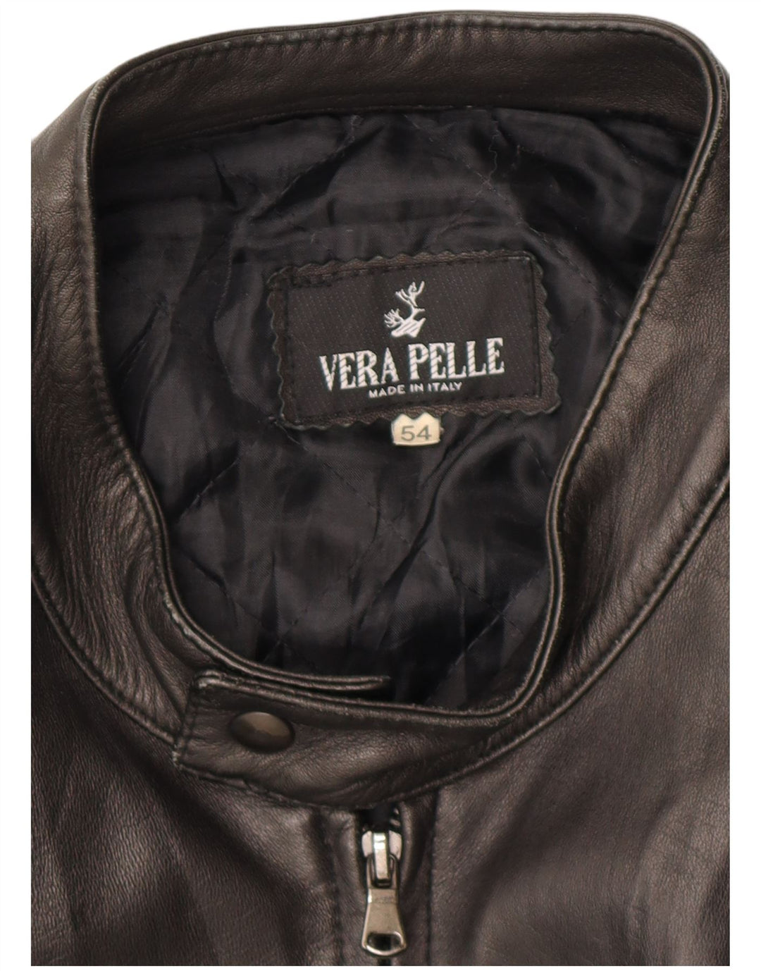 Giacca in pelle vintage da donna con zip IT 54 2XL Pelle marrone