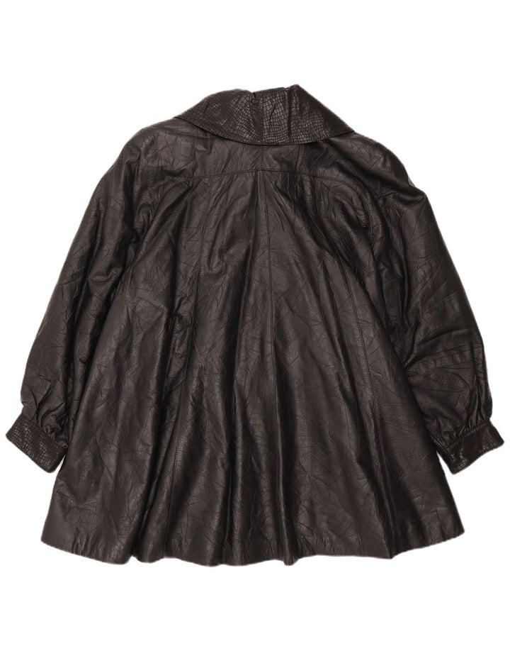 Cappotto in Pelle da Donna VINTAGE IT 44 Medio in Pelle Nera