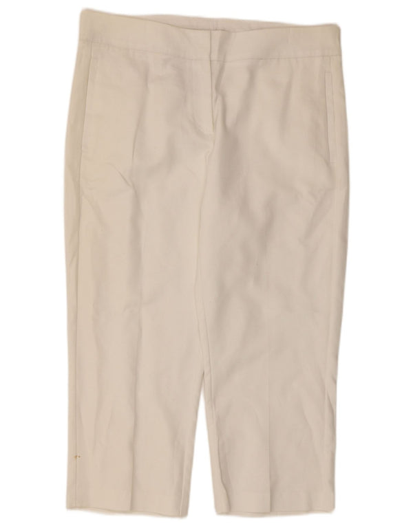 Marks & Spencer Pantaloni capri a vita alta da donna UK 14 Large W34 L21 Bianco
