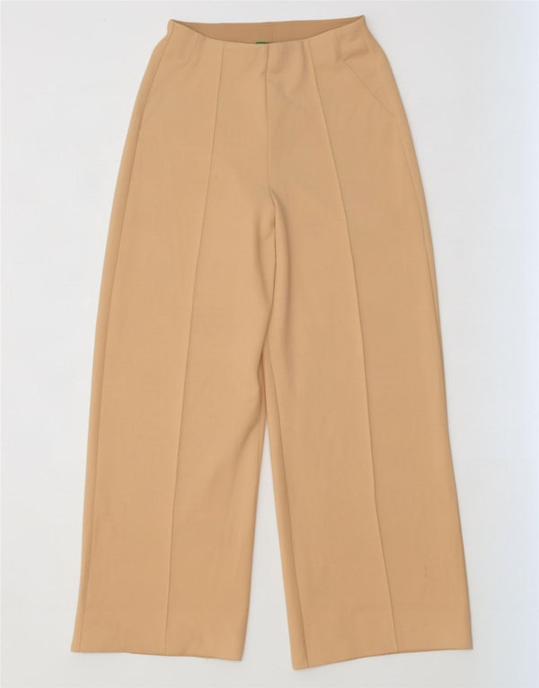 Pantaloni casual a gamba larga da donna Benetton piccoli W26 L30 poliestere beige