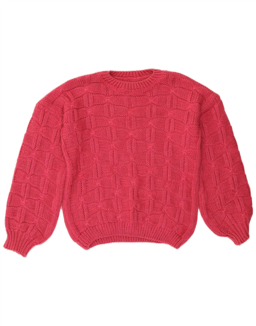 Maglione maglione girocollo da donna vintage UK 14 grande rosa