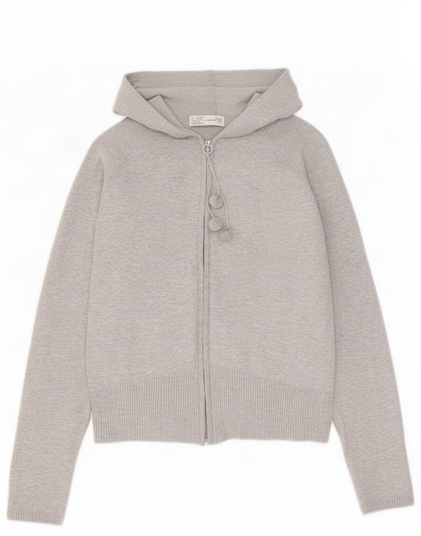 Maglione con cappuccio e zip da donna Zara UK 16 grande cotone grigio