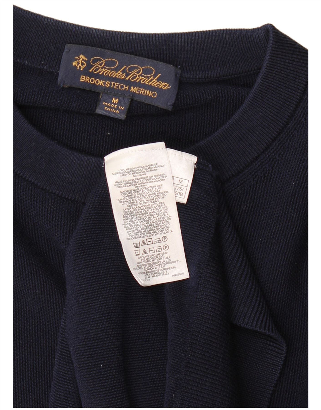 BROOKS BROTHERS Maglione da uomo girocollo in lana merino medio blu navy