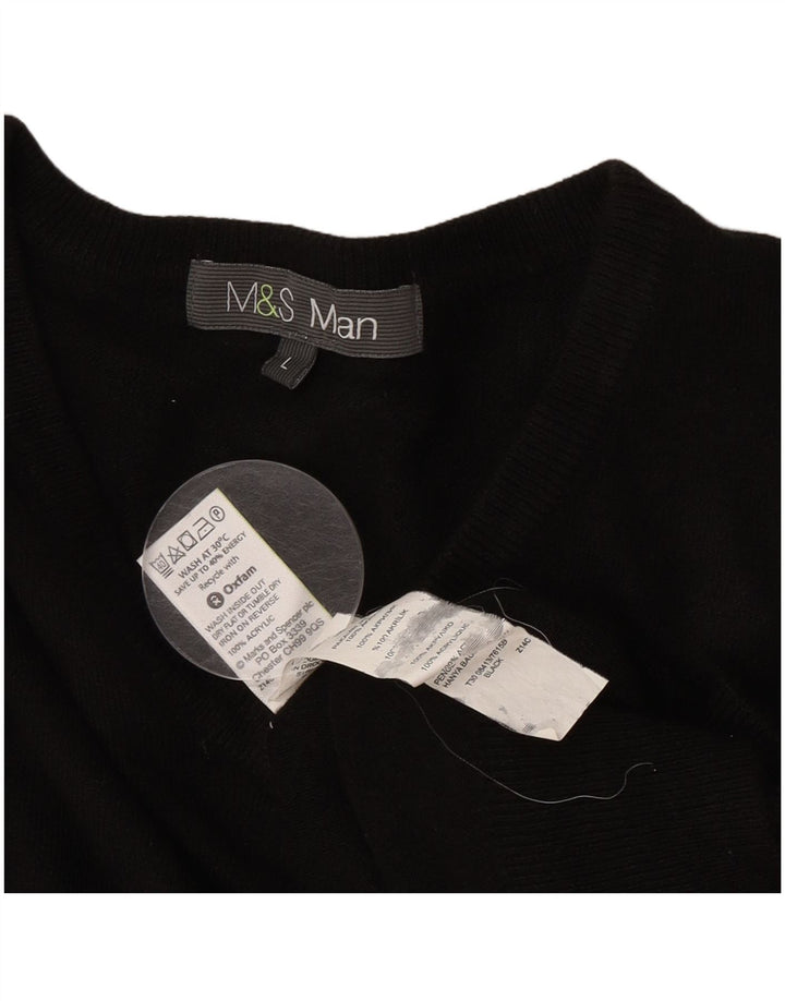 Maglione da uomo con scollo a V Marks & Spencer grande acrilico nero