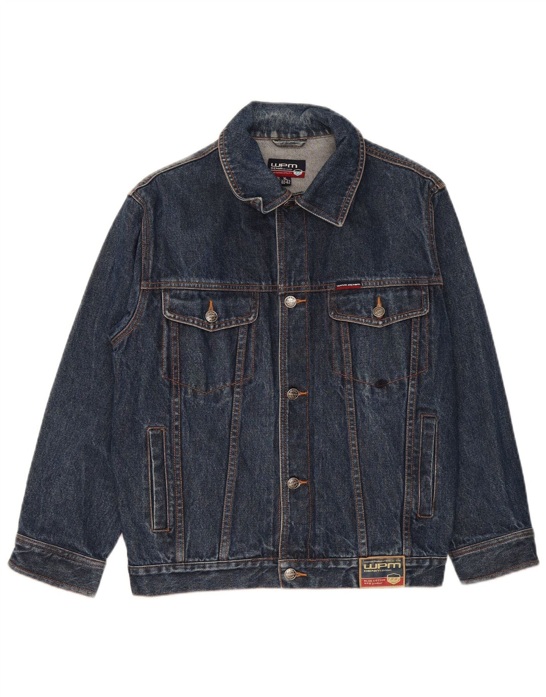 Giacca in denim da uomo WPM UK 42 XL cotone blu