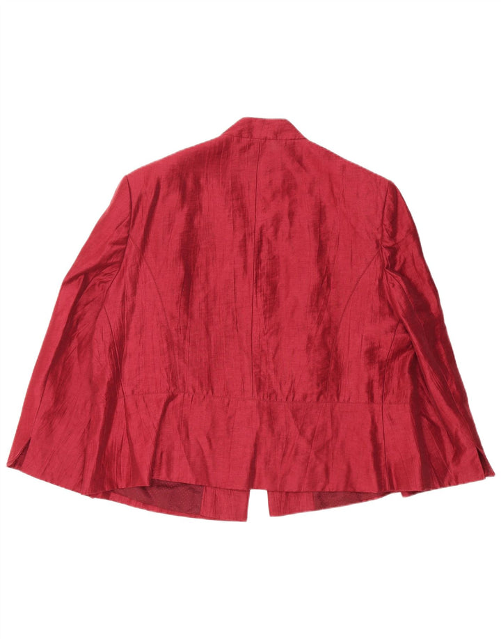 Giacca blazer da donna a 1 bottone CC UK 20 2XL Lino bordeaux