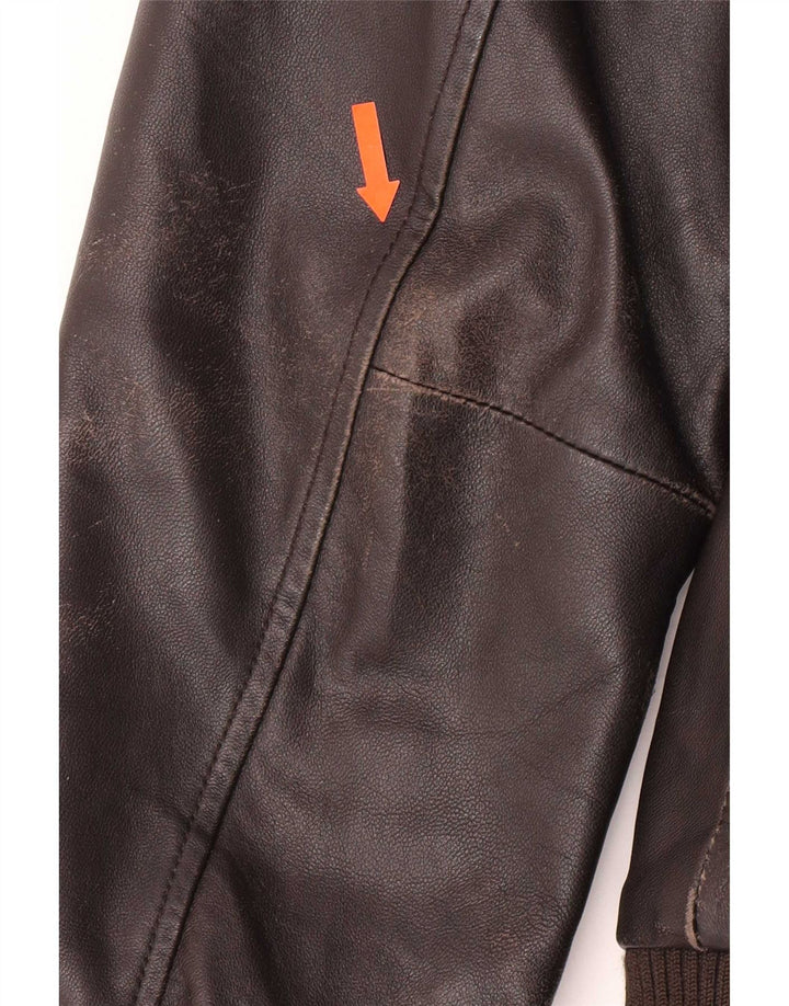 Giacca in pelle bomber da uomo Geox UK 38 Marrone medio