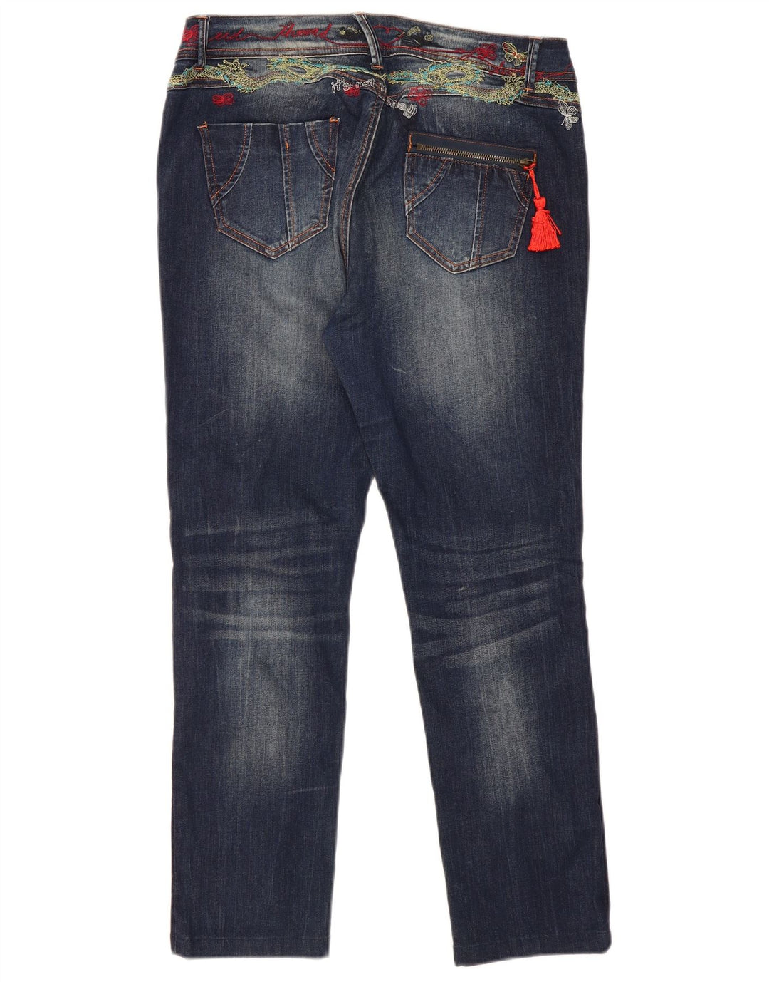Jeans slim grafici da donna Desigual W34 L29 poliestere blu navy
