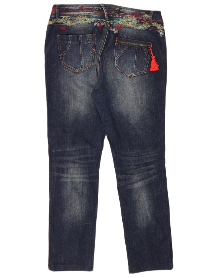 Jeans slim grafici da donna Desigual W34 L29 poliestere blu navy