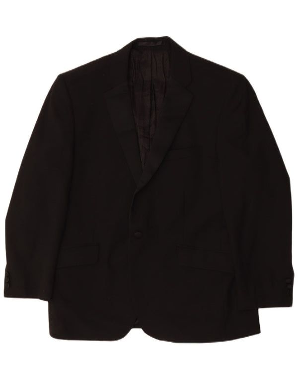 Giacca blazer corta a 2 bottoni Marks & Spencer da uomo UK 44 2XL poliestere nero