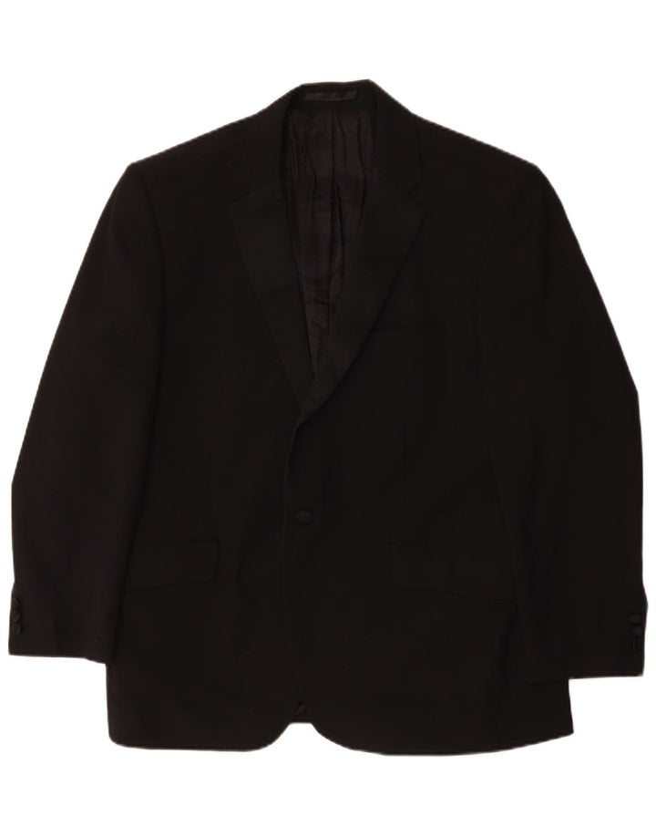 Giacca blazer corta a 2 bottoni Marks & Spencer da uomo UK 44 2XL poliestere nero