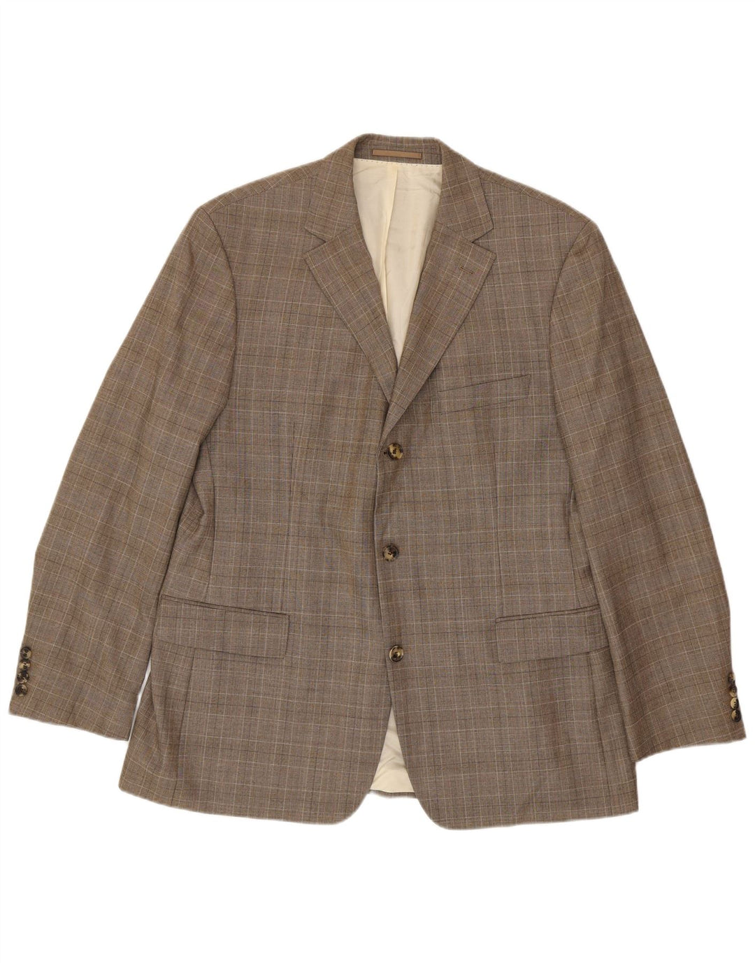 Giacca blazer da uomo a 3 bottoni Hugo Boss EU 56 3XL lana vergine a quadri marrone