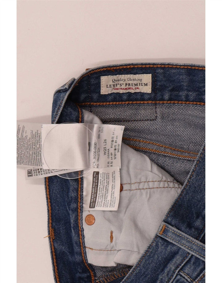 Jeans dritti invecchiati 501 da donna Levi's W25 L26 cotone blu navy