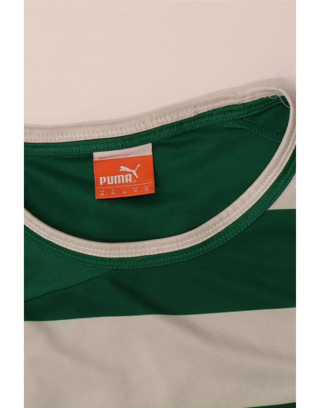 Maglia Puma da uomo a maniche lunghe in poliestere a righe verdi medie