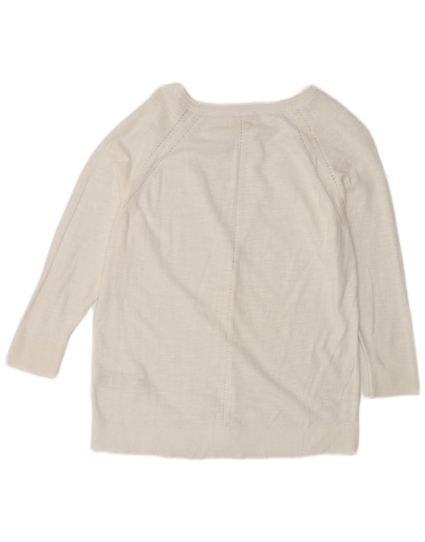 Maglione cardigan con maniche a 3/4 da donna Fat Face UK 12 Cotone bianco medio