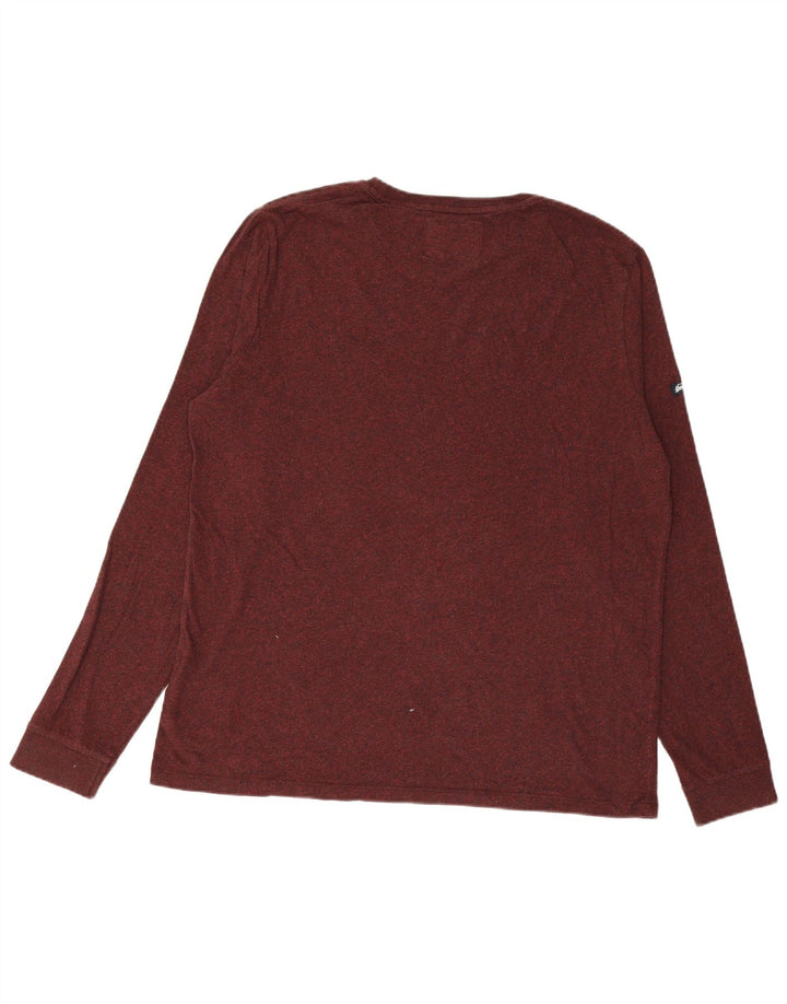 Top da uomo a maniche lunghe SUPERDRY 3XL in cotone bordeaux