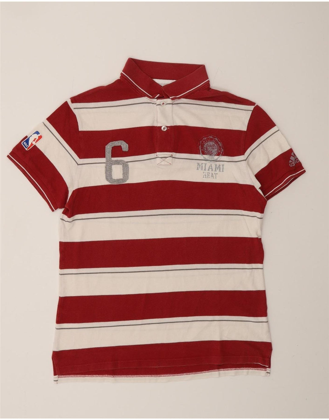 Polo da rugby da uomo a maniche corte ADIDAS Miami Heat, a righe rosse medie