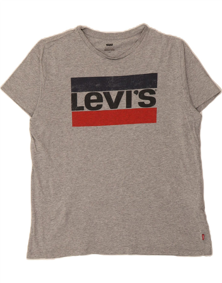 LEVI'S Mens Graphic T-Shirt Top Large Grey Cotton Vintage Levi's and Second-Hand Levi's from Messina Hembry 