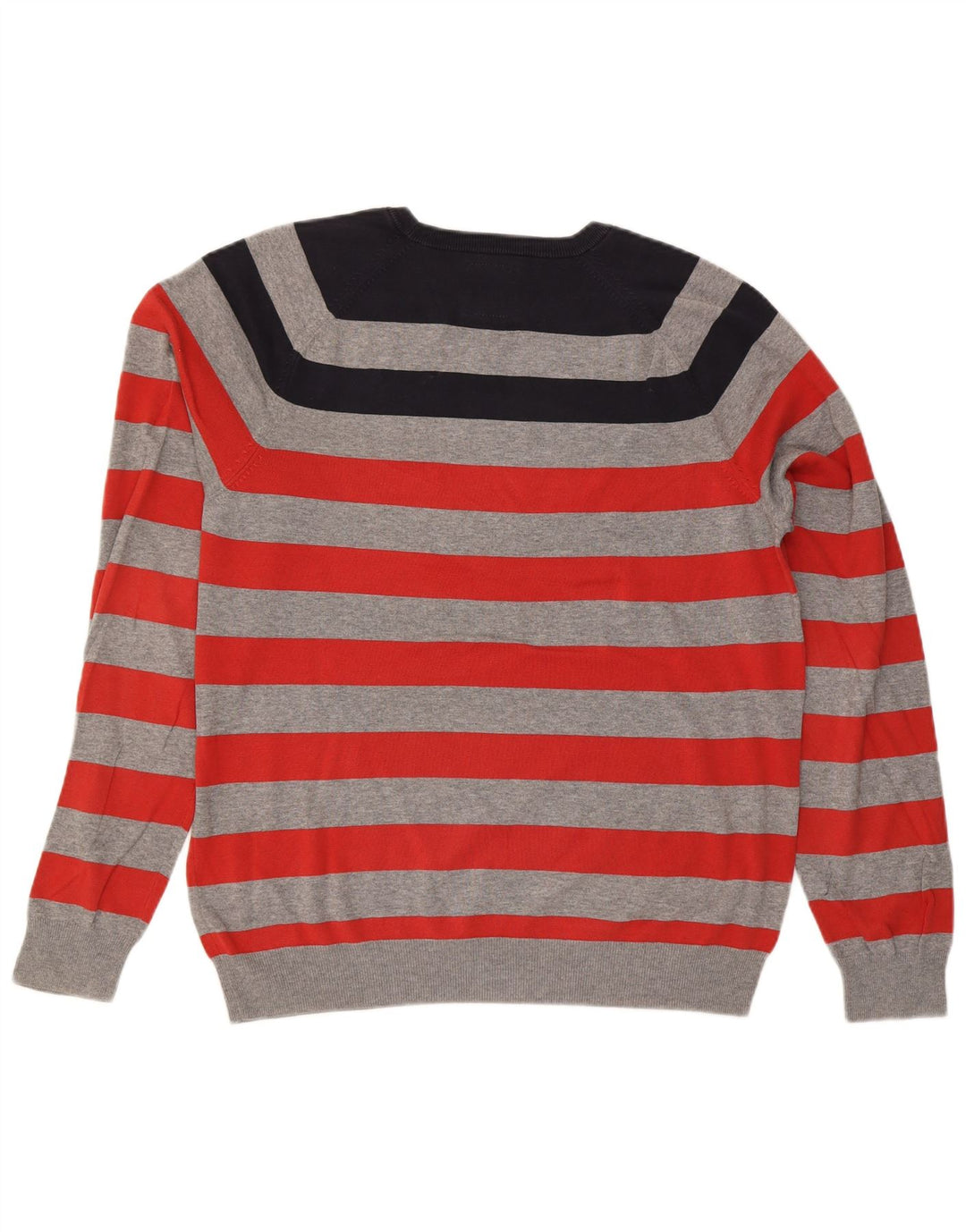 SUN68 Mens Crew Neck Jumper Sweater XL Red Striped Cotton