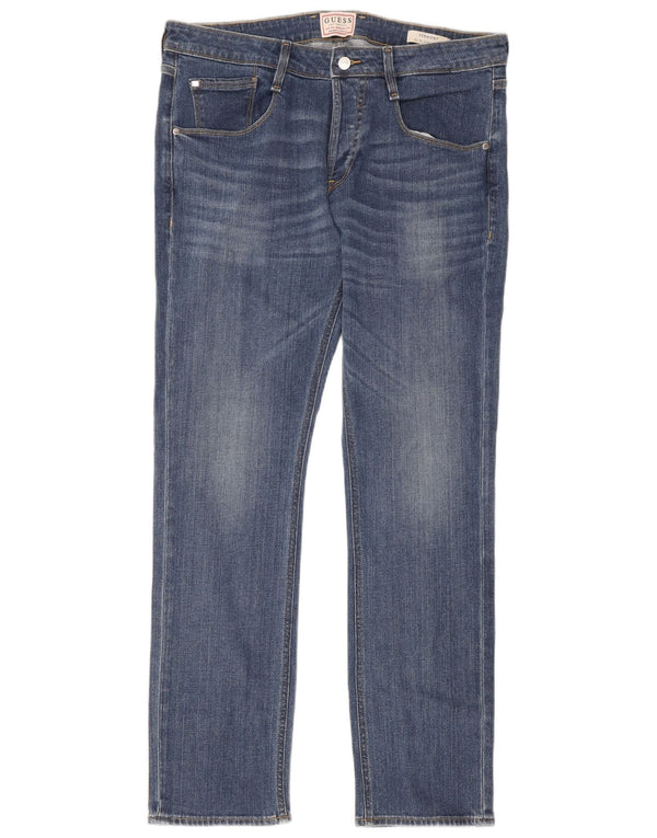 Jeans dritti slim da uomo Guess Vermont W34 L31 cotone blu