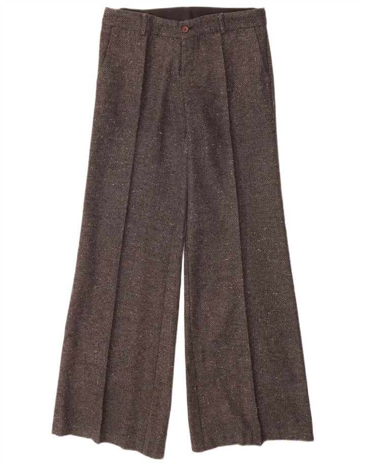 Pantaloni casual da donna VINTAGE IT 40 Small W28 L32 Grigio a spina di pesce