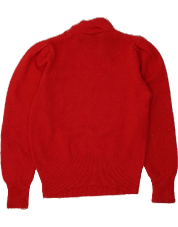 VINTAGE Womens Shawl Neck Jumper Sweater UK 10 Small Red