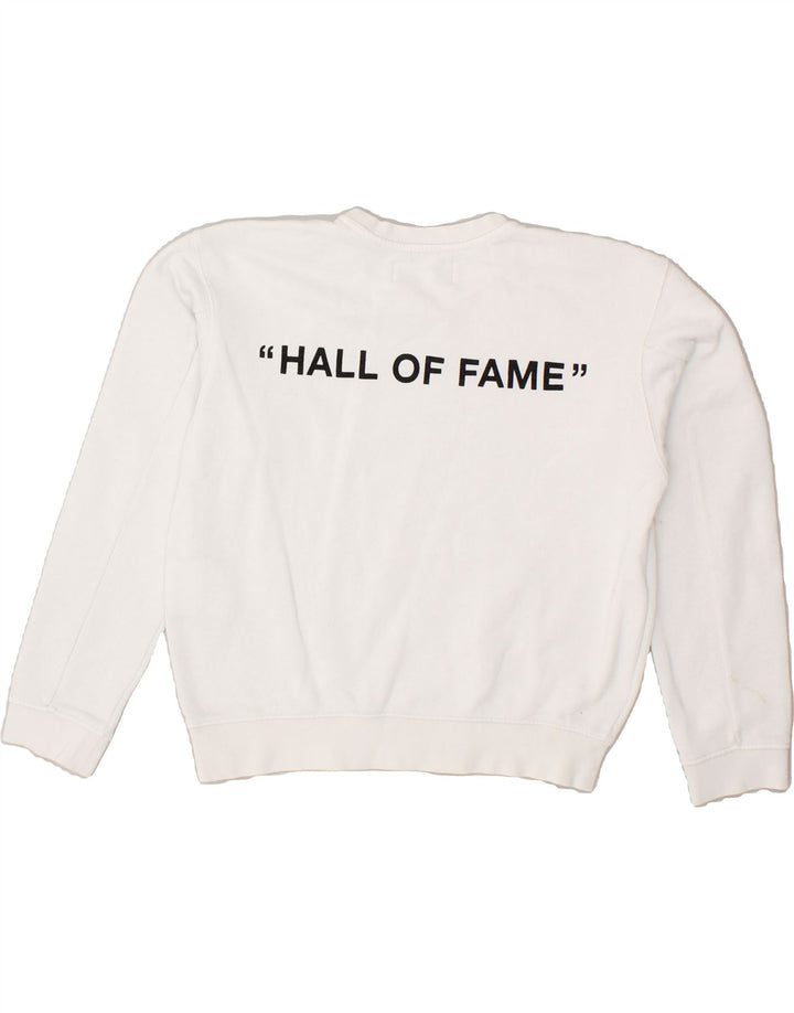 REPLAY Womens Oversized Crop Graphic Sweatshirt Jumper UK 10 Small White Vintage Replay and Second-Hand Replay from Messina Hembry 